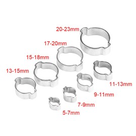 10Pcs Hose Clips Zinc Plated Galvanized Iron Two-Ear Hose Clamp Hose Fastener Pipe Clips 5mm-23mm for Fule Petrol Pipe Tube