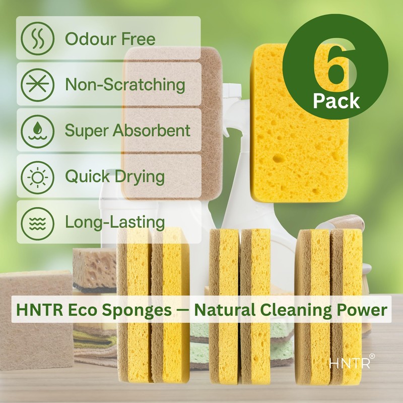 HNTR® 6 x Eco Sponges Washing Up | Eco Washing