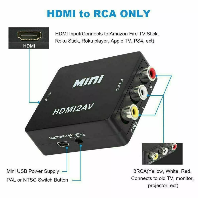 RCA AV to HDMI HD Converter Composite CVBS Video Adapter