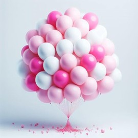 30 Pcs Hot Pink and White Balloons 10 Inch Latex Balloons for Birthday Wedding Hen Party Baby Shower and Engagement Decorations