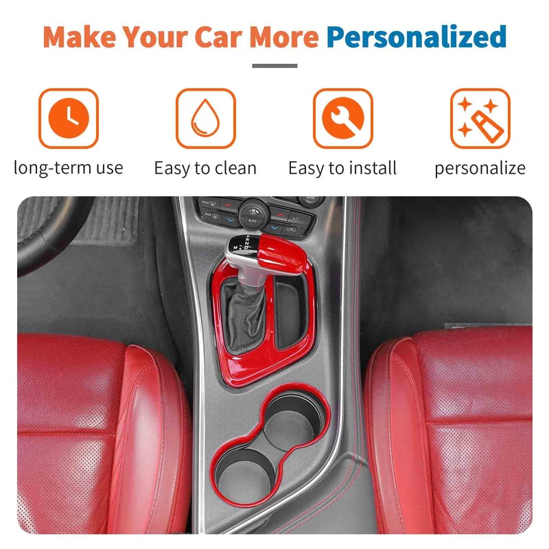 JeCar 3pcs for Challenger Red Interior Trim Kit Interior Accessories