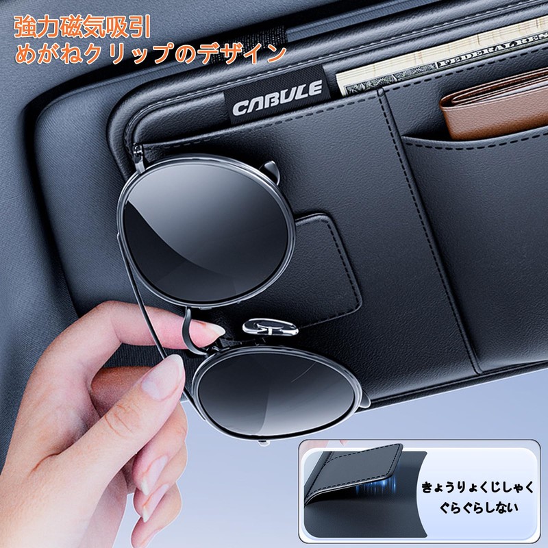Raksonic Car Glasses Holder, Sun Visor Pocket, Car Glasses Clip,