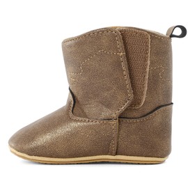 Infant Toddler Western Boots Cowgirl Cowboy Soft Rubber Sole Booties First Walker Shoes for Girls Boys (Glitter Brown,6-12 Months)