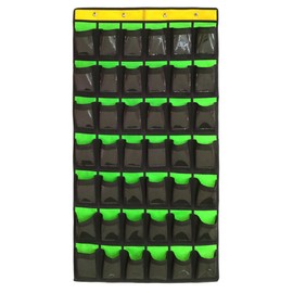 NIMES Hanging Organizer Classroom Pocket Chart for Cell Phones Calculator Holder with DIY Clear Card Pockets (42 Pockets)