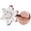 PIERCINGLINE Titanium Labret with Internal Thread Crystal Flower Piercing Lip