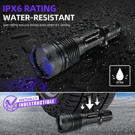 DARKBEAM UV Flashlight 365nm Black Light - Woods Lamp 20W High Power Rechargeable Ultraviolet Light with Filter - Detector for Pet Urine & Leak, Resin Curing, Blood Tracking, Searching Rocks/Scorpion