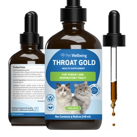 Pet Wellbeing Throat Gold for Cats - Supports Throat Comfort, Upper Respiratory Health, Occasional Throat Hoarseness, Slippery Elm, Mullein - Veterinarian-Formulated Herbal Supplement 4 oz (118 ml)