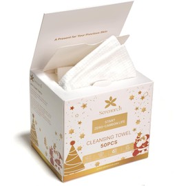 Toallas faciales desechables navideñas XL, paquete de 50 unidades, regalos navideños para mujeres, caja magnética, pañuelos faciales ultrasuaves, toallitas desmaquillantes secas para piel se