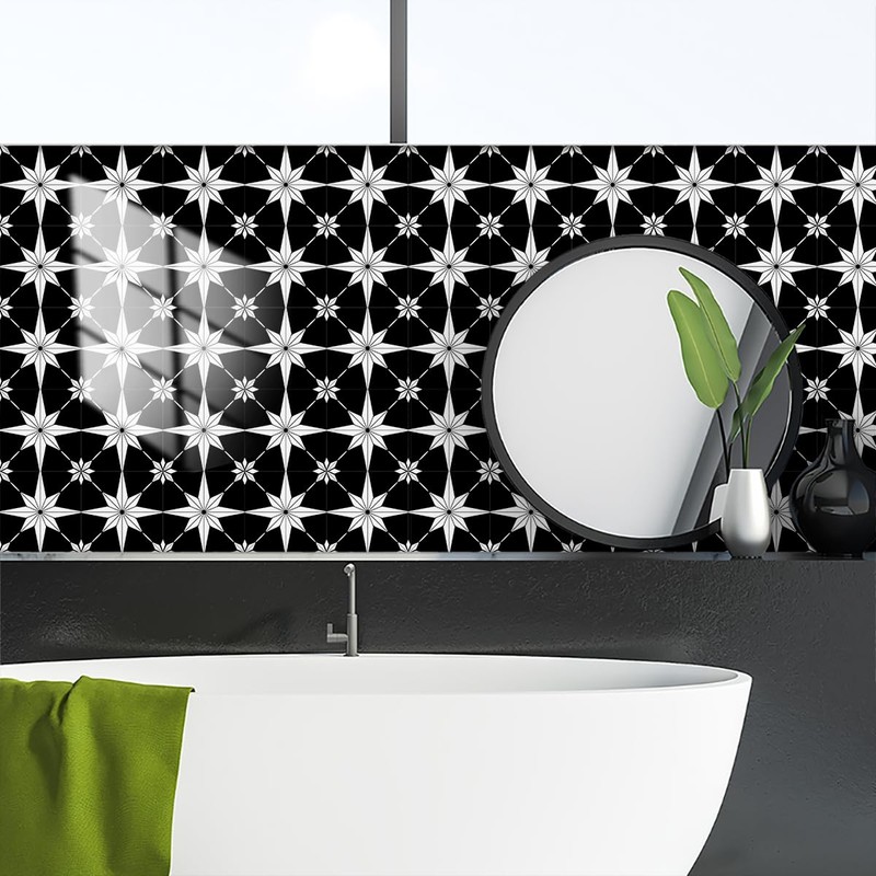 25 PCS Moroccan Style Tile Sticker, 4x4 Inch(10x10cm) Traditional DIY