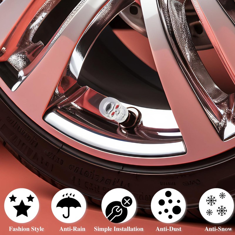 MEAJOO 8PCS Skull Style Tire Valve Stem Caps, with O