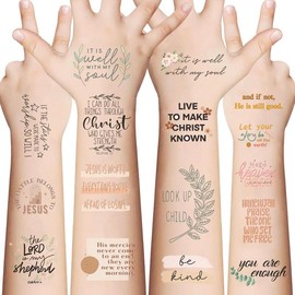 10 Sheets Christian Temporary Tattoos (70+PCS) For Adults Inspirational Bible Verse Quotes Suitable Stickers Believers As Well Women And Men - Color: Bible
