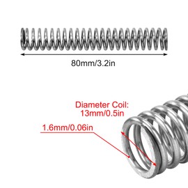 GUNGY Compression Spring Stainless Steel Spring Compression Springs 80 mm Wire Diameter 1.6 mm Outer Diameter 13 mm Length 80 mm Maximum Spring Force 6.4 kg Pack of 10