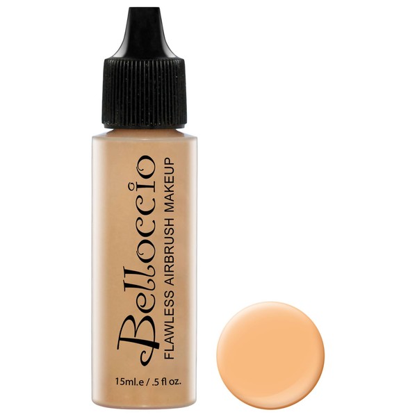 Belloccio's Professional Cosmetic Airbrush Makeup Foundation 1/2oz Bottle: Golden Tan- Medium Yellow Undertones