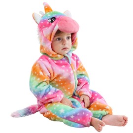 Bseical Baby Jumpsuit Winter, Children's Animal Pyjamas with Hood, Baby Onesie, Flannel Romper, Unisex Baby, Cartoon Animal Jumpsuit, Dinosaur Giraffe Bear Cute Romper, Carnival Cosplay Costume,