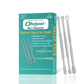 Ohrjuxi® Ear Wax Removal Tool - 18 PCS Reusable Ear Cleaners, Professional-Grade TPE, Effective & Gentle Ear Cleaning Kit, Clogged & Itch Ear Relief - Suitable for All Types of Ears(3 Styles) | Ohrjuxi