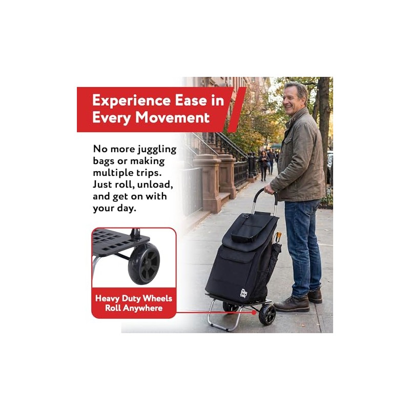 dbest Products Bigger Trolley Dolly, Carrito Plegable Negro de Compras