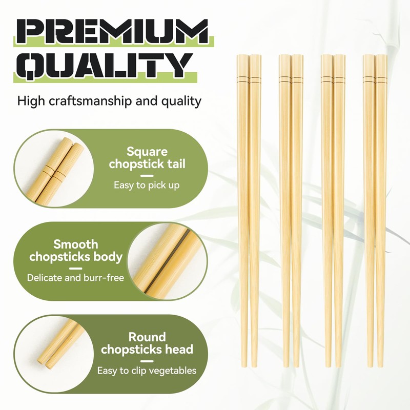 7 Inch X 5 Pairs Chopsticks,Reusable,Simplea and Minimalistic Design,More Size