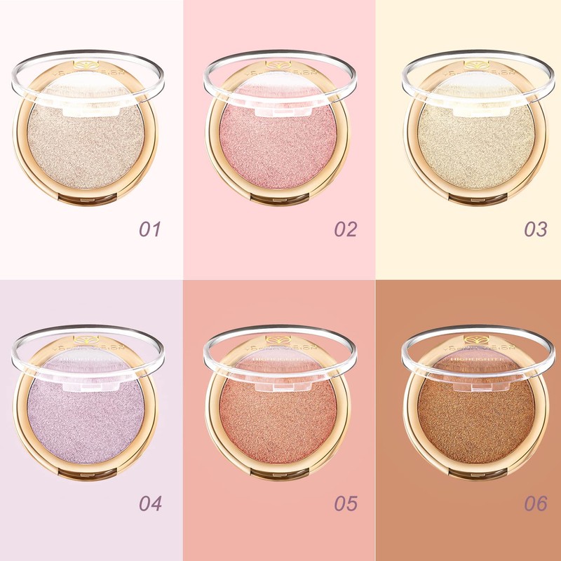 YOUNG VISION Baked Highlighter Powder Palette, Sheer Pearl Shimmer Shades