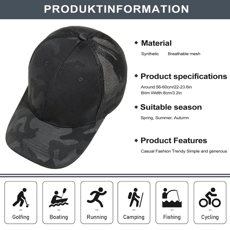 Initlove Men Baseball Cap Camouflage Jacquard Outdoor Hat for Women