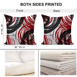 EZVING Set of 4 Throw Pillow Cover Modern Abstract Red Stripe Black White Gray Acrylic Bold Grey Decorative Pillow Cases Home Decor Square 20x20 Inches Pillowcases