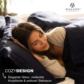 Magano® Luxury Bed Linen Set - Bamboo & Cotton Satin - 400 TC Premium Quality (Dark Blue, 80 x 80 cm)