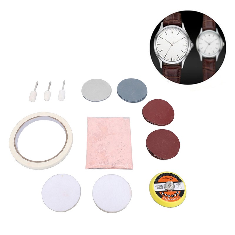 20 Pieces Watch Glass Polishing Kit Buffing Powder Felt Pad