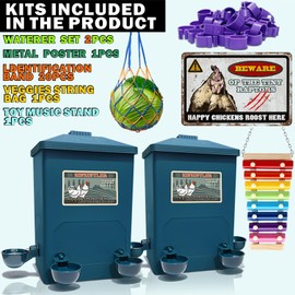 Chicken Waterer, Chick Water,Chicken Coop Accessories - 8 Gallon Capacity, 2-Pack (Prussian Blue, Large)