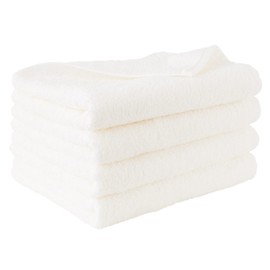 Bloom Large Face Towels, Set of 4, Famille, Large, Large, Senshu Towel, Water Absorbent, Quick Drying, Soft, For Home Use, Mini Bath Towels (White)