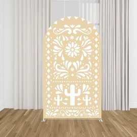 KONPON Beige Yellow Cielito Arch Backdrop for Baby Shower Mexican Talavera Wedding Party Stretchy Arch Stand Cover Baptismx Birthday Decoration Props(Only Cover)