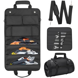 JEAWIWI Tool Roll Bag, Heavy Duty 1680D Waterproof Roll Up Tool Organizer, 6 Detachable Pouches, Portable Tool Storage for Mechanics, Electricians, DIY & Home Renovation – 25.1"x14.9"