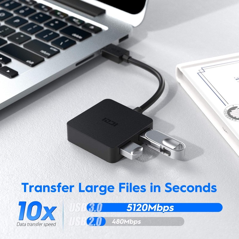 USB 3.0 Hub, ICZI USB Hub with 4 USB 3.0