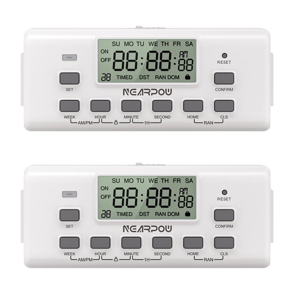 [2 Pack] NEARPOW Digital Timer for Electrical Outlets, Outlet Timer