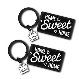2Pcs Housewarming Presents for New Home Sweet Home Keychain for Couple Friend New House Keyring Gift for New Homeowner Moving in Key Chain Family Keychain Gift Real Estate Gifts from Agent for Client