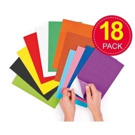 Baker Ross Bunte selbstklebende Filz-Blätter im Vorteilspack zum Basteln für Kinder ideal für Figuren und Formen im Karneval - 18 Stück, Sortiert, Mittel