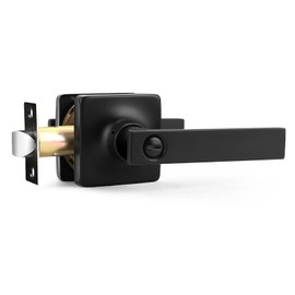 GOBEKOR 1 Pack Matte Black Door Handles Interior Door Levers Indoor Privacy Door Handles Interior Black Door Lock for Bedroom & Bathroom Reversible Levers for Right/Left Handed Doors