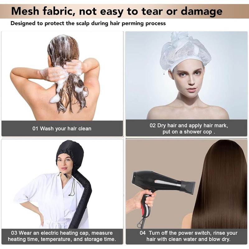 Gorro de Secado de Cabello de Malla Ajustable para Peinar