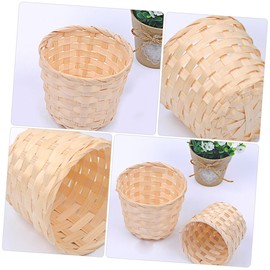 4pcs Bamboo Basket Decorative Storage Baskets Rustic Decor Seagrass Storage Baskets Wood Decor Small Basket Woven Basket Home Decor Bamboo Sundries Organizer Plant Small Container