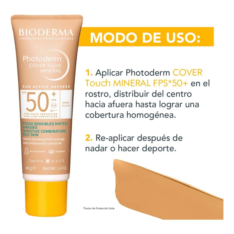 Bioderma Photoderm Cover Touch Spf50+ Tono Dorado, 40 Ml