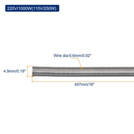 sourcing map 5pcs Furnace Replacement Heating Element Coil 4.9x407mm FeCrAL Furnace Heating Resistance Wire
