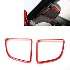 Car Roof Speaker Cover Frame Trim Interior Decoration Accessories for Jeep Wrangler JK JKU 2015-2018 (Red)
