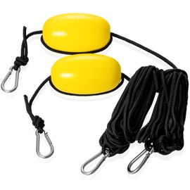 2 Pcs 33 ft Marine Rope Tow Line Kayaking Boat Buoy Ball Float Leash with Stainless Steel Hook Floating Drift Anchor Rope Kayak Throw Line for Fishing Drift Anchors System, Black and Yellow