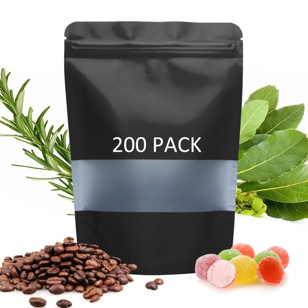 200 Pack Food Storage Bags, Foil Pouch Resealable Bags with