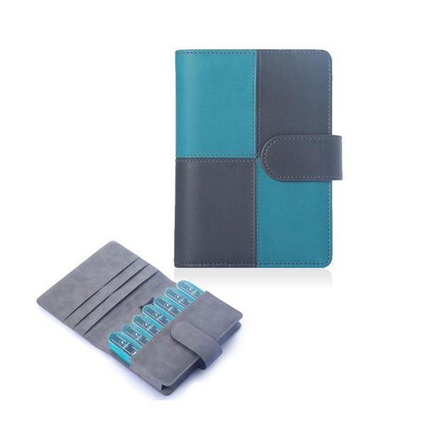 Tcahelly Pill Box 7 Days Medicine Box Morning Lunch Evening Night Travel with PU Leather (Tablet Box 7 Days 4 Compartments)