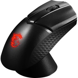 MSI Clutch GM31 Lightweight Wireless Gaming Mouse - 12.000 DPI Optischer Sensor, Rechtshänder, 60M+ Click OMRON Schalter, 6 Tasten, 110Std-Akku, Ladestation, 1ms Latenz, RGB, 73g - Kabellos/-gebunden