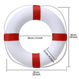 20 Inch Pool Safety Life Preserver Throw Ring Buoy- Swim Foam Rings for Swimming Pool Wall Decoration with 98.4FT Water Floating Lifesaving Rope