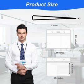 12-Pack Clear Plastic ID Badge Holders with Lanyard – Horizontal Name Card Holders, Reusable PVC Card Sleeves & Adjustable Neck Strap for Work, Events, Conferences (Black)