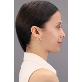 TILO JEWELRY 14K Real Solid Gold Alligator Diamond-Cut Round Chunky Creole Hoops Earrings - 20 mm