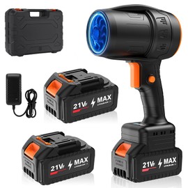 Handheld Electric Cordless Leaf Blower – 500,000RPM Mini Turbo Jet Blower with 2×4.0Ah Batteries & Charger, Lightweight for Patio, Lawn, Garage Cleaning (Black)