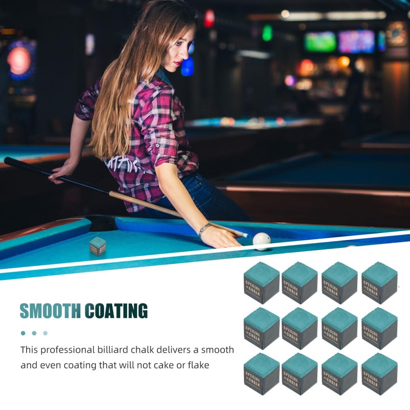 Kichvoe 12pcs Pool Cue Chalk, Deep Green, 2.5cm, Set of