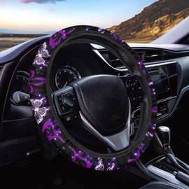 Yewattles Purple Galaxy Butterfly Car Steering Wheel Cover Breathable Non-Slip Durable Decorative Accessories Universal Fit Car Van SUV Truck Sedan